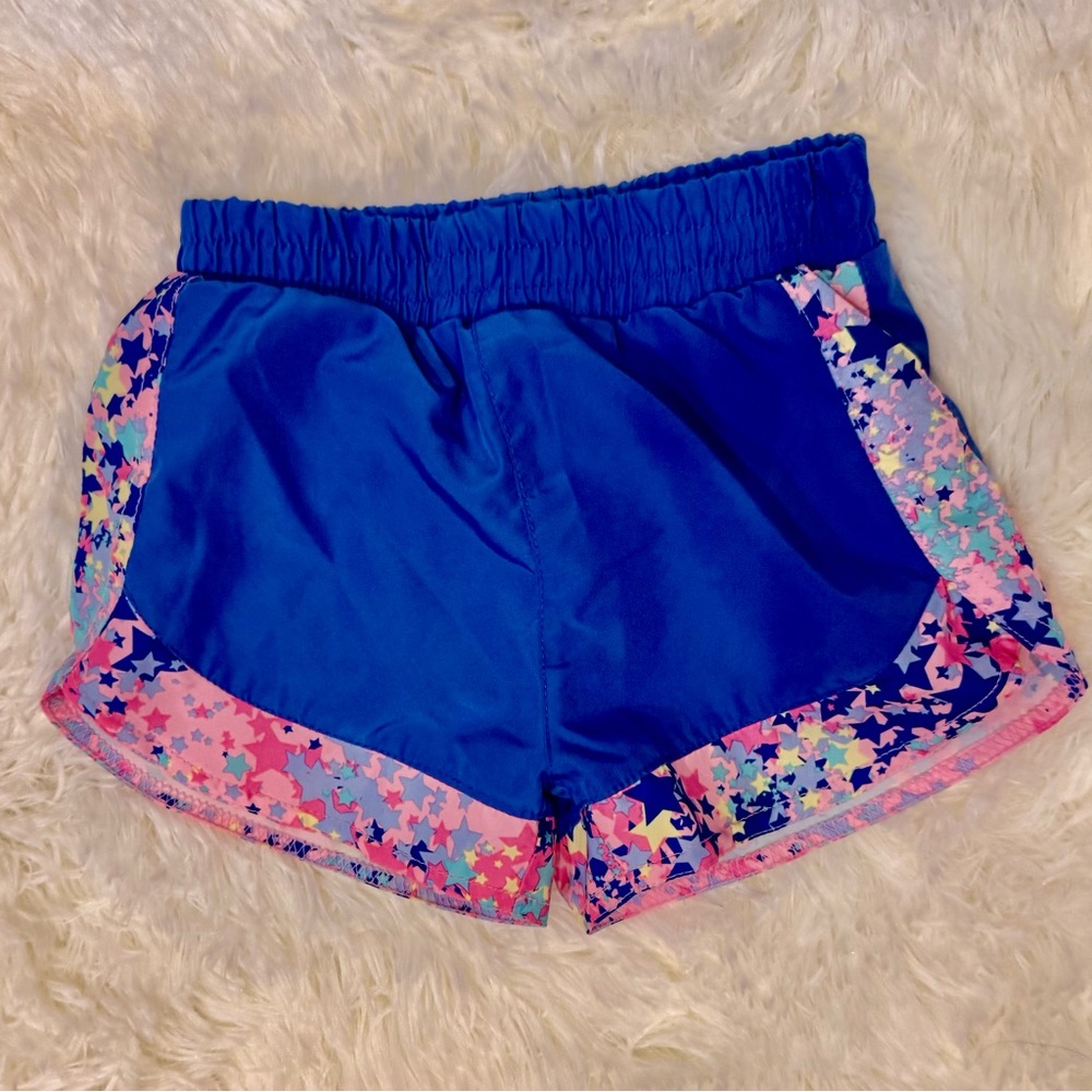 Champion Blue Girls' Athletic Shorts with Multicolor Star Trim